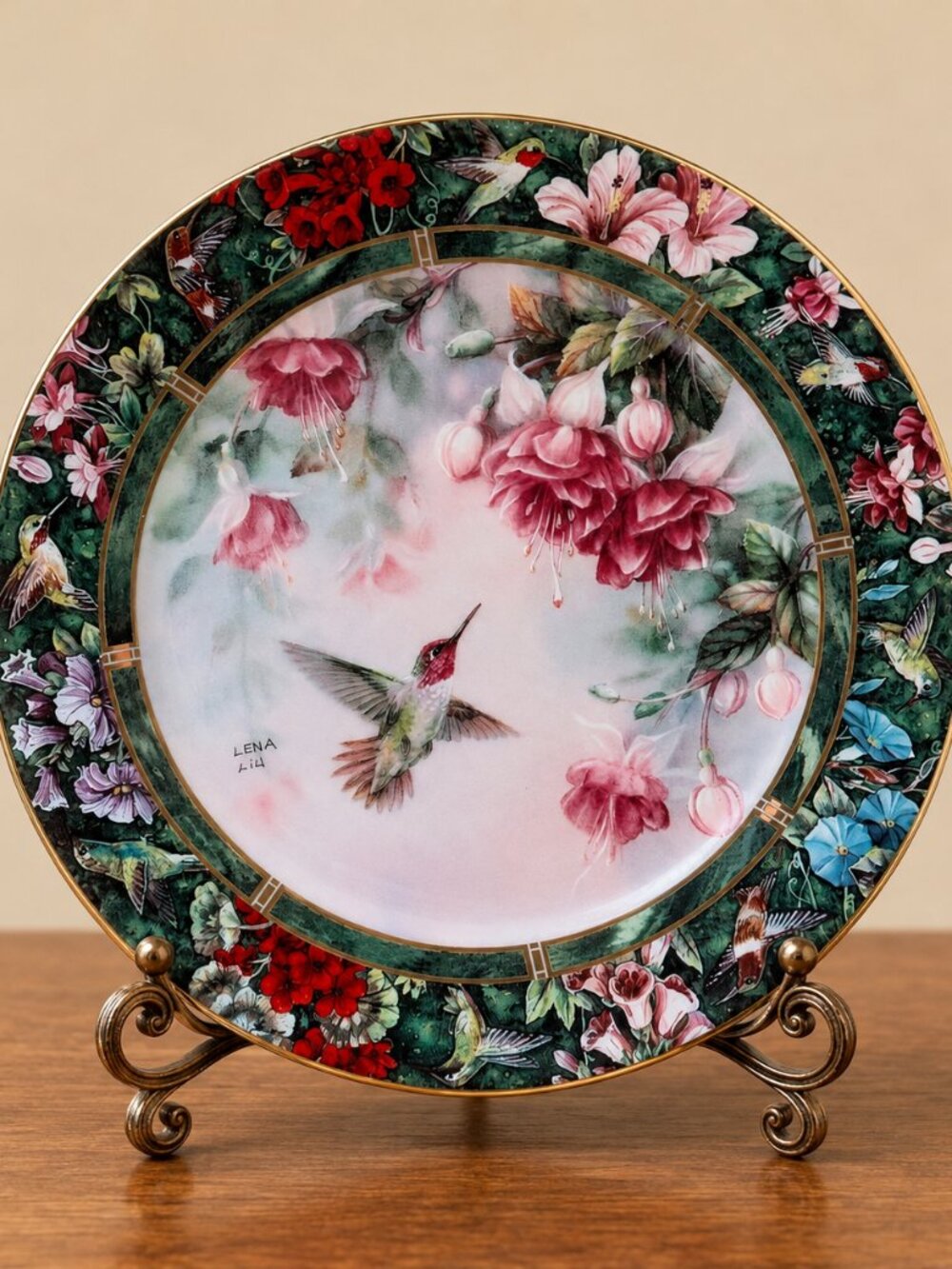 Lena Liu "The Anna's Hummingbird" Collector Plate 1992 W.S. George Orig Foam Box
